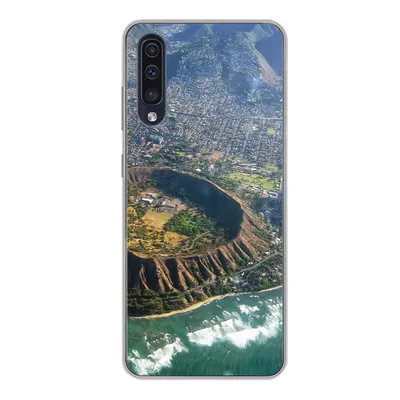 Produktbild von MuchoWow® Handyhülle Schutzhülle Hülle für Samsung Galaxy A50 Ein Luftbild von Honolulu und einem erloschenen Krater auf Hawaii Silikon Softcase Handy Hülle - Mobiltelefonhülle