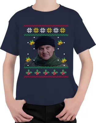 Produktbild von Harry Kevin Allein Zuhause - Weihnachtsgeschenk Ugly Christmas Sweater Weihnachten Uni Kinder T-Shirt, Navy, 116