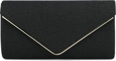 Produktbild von Abendclutch – Damen – Schwarz – Abnehmbare Kette – Umschlagtasche – Vielseitig einsetzbar