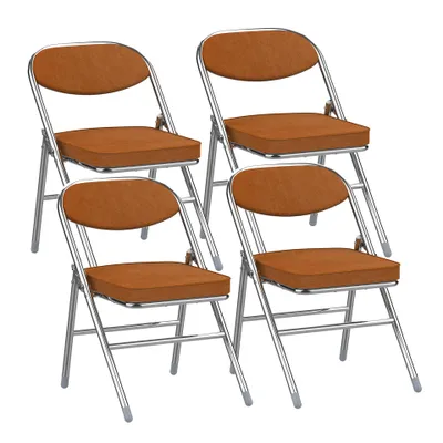 Produktbild von Klappstuhl 4er Set Lounge-Sessel mit Corduroy Polster Besuchersstuhl Küchen Stühle 46.5x41x79cm