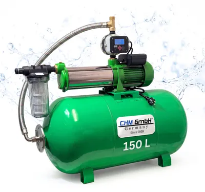 Produktbild von CHM GmbH® Hauswasserwerk 150 Liter 11 Bar Druck 8600 L/h mit einstellb. Druckschalter mit LED Display und Trockenlaufschutz
