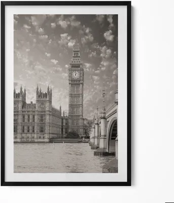 Produktbild von London England Big Ben– Wandbild mit Rahmen – Gerahmtes Bild  – Wanddekoration – 70x100 cm –  Schwarz Rahmen