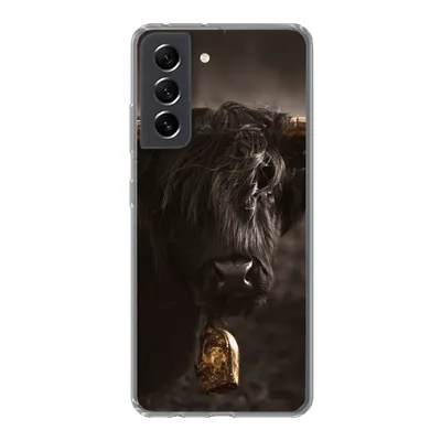 Produktbild von MuchoWow® Handyhülle Schutzhülle Hülle für Samsung Galaxy S21 FE Schottischer Highlander - Fell - Schwarz Silikon Softcase Handy Hülle - Mobiltelefonhülle