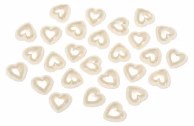 Produktbild von Streudeko Herzen Kunststoff Perlmutt creme 100 Stück 12mm Hochzeit Tischdeko