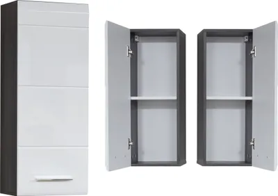 Produktbild von Hängeschrank LISBOA-19 in Weiß Hochglanz mit Sardegna Rauchsilber, B/H/T: ca. 30/77/24 cm