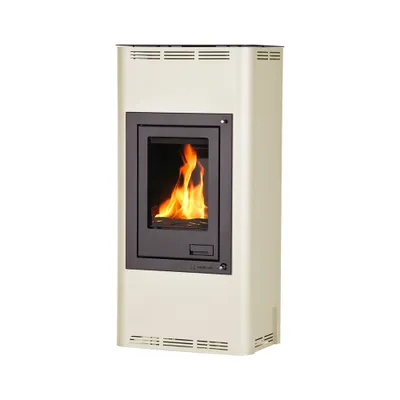 Image de HS FLAMINGO poêle-cheminée AQUAFLAM 12 avec échangeur de chaleur régulation automatique crème