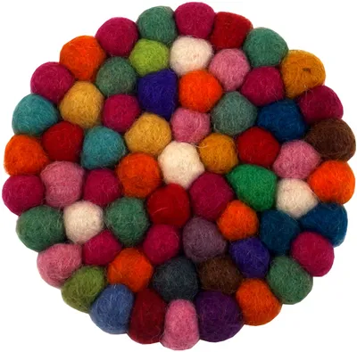 Produktbild von Filzuntersetzer, Untersetzer aus Filzkugeln, Filzdekoration Rund Ø 10 cm - Bunt, Mehrfarbig, Wolle,Filz, Untersetzer, Tabletts
