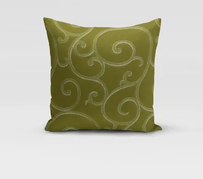 Produktbild von SCHÖNER LEBEN. Kissenhülle Ornamente Schnörkel Polyester grün silber Größe 80x80cm (HxB) 80x80cm (HxB) Größe