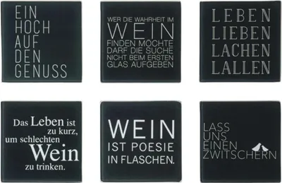 Produktbild von Räder Untersetzer Set 6 Stk. Wein Text 10x10x0,4cm