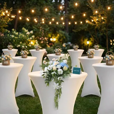 Immagine prodotto di Vigevee 10× Copritavolo da bar elasticizzato bianco, ø 80×110 cm
