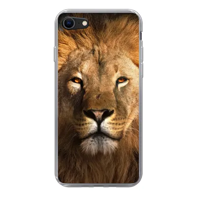 Produktbild von MuchoWow® Handyhülle Schutzhülle Hülle für iPhone SE 2020 Löwe - Tiere - Schwarz - Hell - Braun - Porträt Silikon Softcase Handy Hülle - Kartenbesitzer