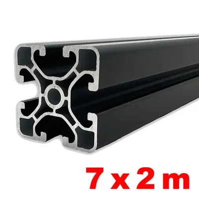 Produktbild von Alu Nutenprofil 40x40 mm Nut 8 Länge 7 x 2 m schwarz eloxiert E6/C35  - ultraleicht 2 m Pakete Alu Nut  Profil Nutprofil - 14 m