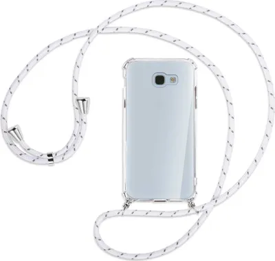 Produktbild von Handykette Backcover-Schutzhülle mit Band (Metall silberfarben) für Samsung Galaxy A5 2017 - weiß/grau