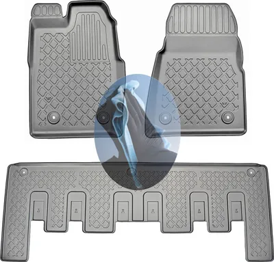 Produktbild von Z522387 TPE-Gummifußmatten kompatibel mit  Ford Tourneo Custom L1 Titanium X  Kleinbus  2012- 1. + 2. Sitzreihe, für manuelles Schaltgetriebe vorgesehen