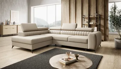 Produktbild von FURMEB24 ECKSOFA mit Schlaffunktion und bettkasten - bequem und elegant ALVIN links 270 x 203 cm BEIGE