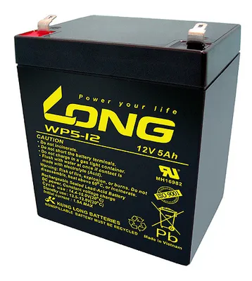 Zdjęcie produktu dla Akumulator ołowiowy Kung Long WP5-12 F2, 12 V, 5 Ah z szybkozłączem 6,3 mm