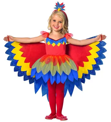 Papageien-Feenkostüm für Mädchen, 5-6 Jahre, 110-116 cm