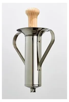 Produktbild von Churrera aus Edelstahl 18/10 29 cm – Manuelle Churro Maker Spritze im traditionellen Stil – Geschlossener Faustgriff – Spanische Handarbeit – Holzstößel