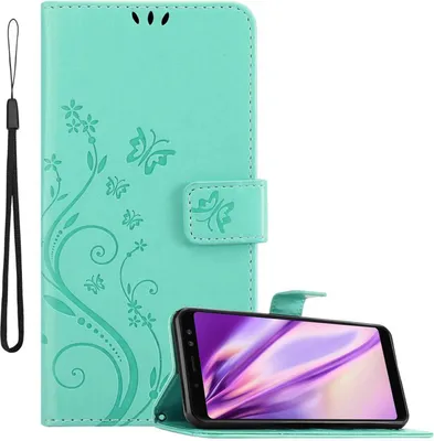 Obrázok produktu pre Cadorabo kryt pre Samsung Galaxy A8 2018 ochranný kryt v tyrkysovej farbe ochranný kryt kryt mobilného telefónu obal kvety kvetinový obal