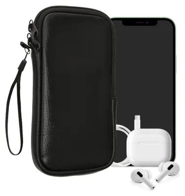 Produktbild von kwmobile Neopren Handytasche für Smartphones XL - 6,7/6,8" - Handy Tasche mit Reißverschluss - Handyhülle universal Metallic Schwarz