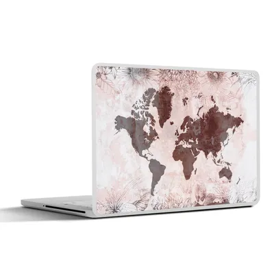 Produktbild von MuchoWow® Laptop Aufkleber Sticker Cover Weltkarte - Vintage - Rot 40x30 cm - Laptop Dekoration - Selbstklebend