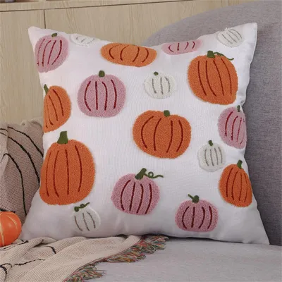 Immagine prodotto di Copricuscino 45x45 cm decorazione autunnale divano cuscino decorazione Halloween, 2 copricuscini decorazione zucca soggiorno, morbido peluche federa