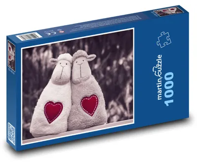Produktbild von Puzzle 1000 Plüschschafe Herzromanze - martinpuzzle