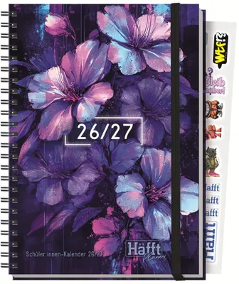 Produktbild von Häfft Schülerkalender Planer Premium "Dark Bloom" 2026/2027 DIN A5