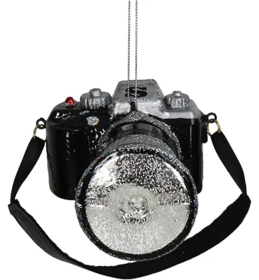 Productafbeelding van Ornament kerstbal Camera Glas Zwart 12.1 cm HD Collection