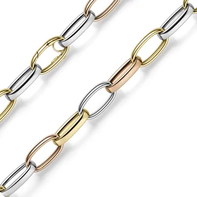 Produktbild von 14mm breite Phantasie Kette Halskette Collier aus 585 Gold gelb/rot/weiß 60cm