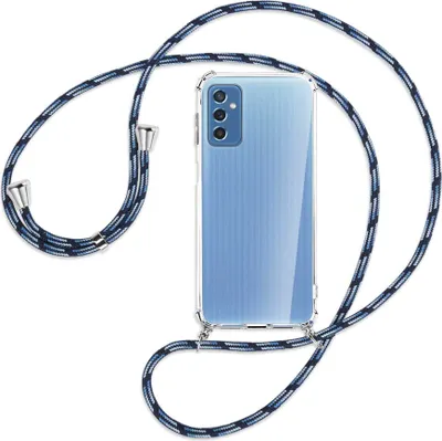 Produktbild von Handykette Backcover-Schutzhülle mit Band (Metall silberfarben) für Samsung Galaxy M52 5G (M526) - Blautöne