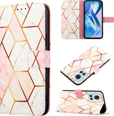 Produktbild von OnePlus Ace Hülle, Marmor Motiv Kunstleder Tasche Wallet Kartenfächer mit Standfunktion Klapp Schutzhülle für OnePlus Ace 5G Roségold