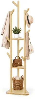 Garderobenständer Bambus 9 Haken 170x40x40 cm max. 15 kg