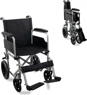 Image de Mobiclinic, fauteuil roulant pliable et léger, Marsella, roulettes à bouton-poussoir à déblocage rapide, robuste, largeur d'assise 46 cm, levier de frein, pneus 12