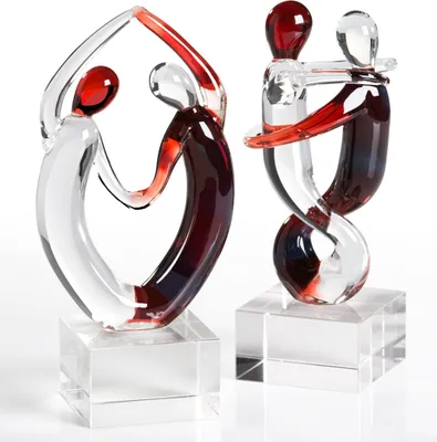 Zdjęcie produktu dla Gilde Skulptur, Paar, "Samba", Glas, klar, rot, L. 22.5 cm, B. 18 cm, H. 19 cm 77459 4001250774594 2 Stück (2-fach sortiert)