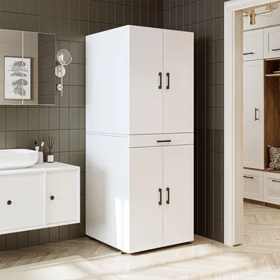 Produktbild von Skye Decor, Hochwertiger Waschmaschinen-Schrank, Weiß, 70 cm | 100% Melamin beschichtet