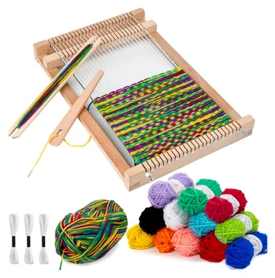 Produktbild von Webrahmen aus Holz 19 x 29 cm, DIY Set für Holzwebrahmen, ideal für die Schule