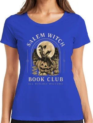 Productafbeelding van Salem Heksen Boekenclub T-shirt, voor alle heksen, Halloween, pompoen, maan, damesmodel, blauw, maat XXL