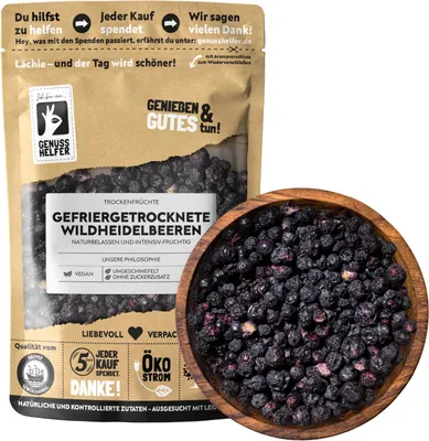 Produktbild von Gefriergetrocknete Heidelbeeren, ohne Zuckerzusatz, Wildheidelbeeren, Porridge Topping, 50g