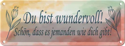 Produktbild von vianmo Blechschild 10x27 cm du bist wundervoll schön das es Spruch Zitat