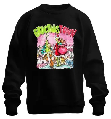 Productafbeelding van Grinchmas Town Grinch Kerstmis Cadeau Kerstboom Max Uni Sweater, Zwart, XL