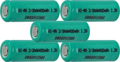 Produktbild von vhbw 5x Akku-Rohzellen Ersatz für 2/3AAA für Akkus - 400 mAh, 1,2 V, NiMH