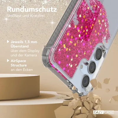 Produktbild von EAZY CASE - Glitzer Hülle kompatibel mit Samsung Galaxy S24 FE Glitzer Schutzhülle, Soft Case, Backcover Transparent mit Motiv