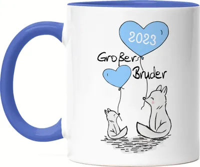 Produktbild von Großer Bruder 2023 Tasse Blau Ankündigung Schwangerschaft Brüder Kinder Babynews Süßes Motiv