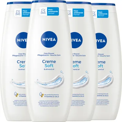 Produktbild von NIVEA Pflegedusche Creme Soft & Almond Oil Mandel-Öl mild sanft vegan 4 x 500 ml