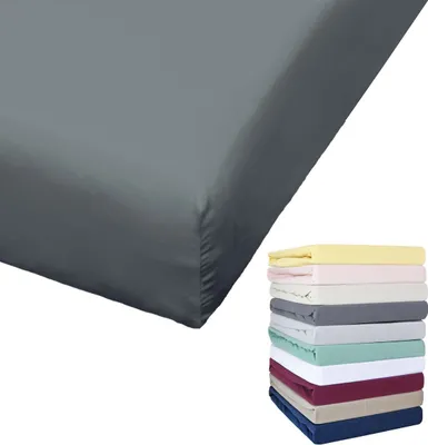 Produktbild von Bierbaum Jersey Spannbettlaken 27cm Steghöhe 90x190-100x200 / 140-160x200 / 180-200x200 cm Grau Gelb Weiß Grün Blau, Farbe:Dunkelgrau, Größe:100x200cm Spannbettlaken