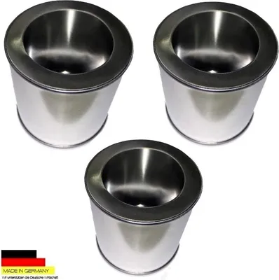 Produktbild von 3 Brennstoffdosen aus Weißblech 0,25 Liter Volumen + 3 Sparplatten aus Edelstahl