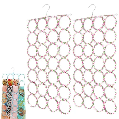 Schalhalter 2er-Set mit 28 Ringen, 360° drehbar, 73x39 cm