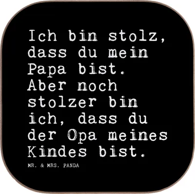 Produktbild von Mr. & Mrs. Panda Untersetzer für Gläser Ich bin stolz, dass... - Schwarz - Geschenk, schöner Spruch, Coaster, Opa, gläseruntersetzer, Tassenuntersetzer, Glas, Sprüche