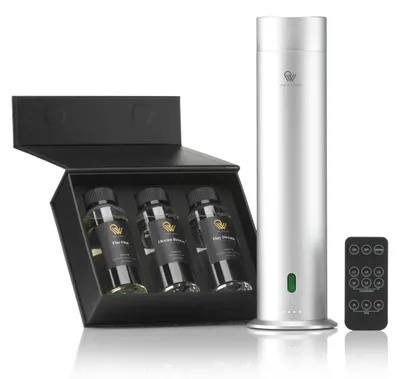 Image de Pip & Wells Pure One diffuseur sans eau, argenté, avec 3 huiles parfumées de 120 ml